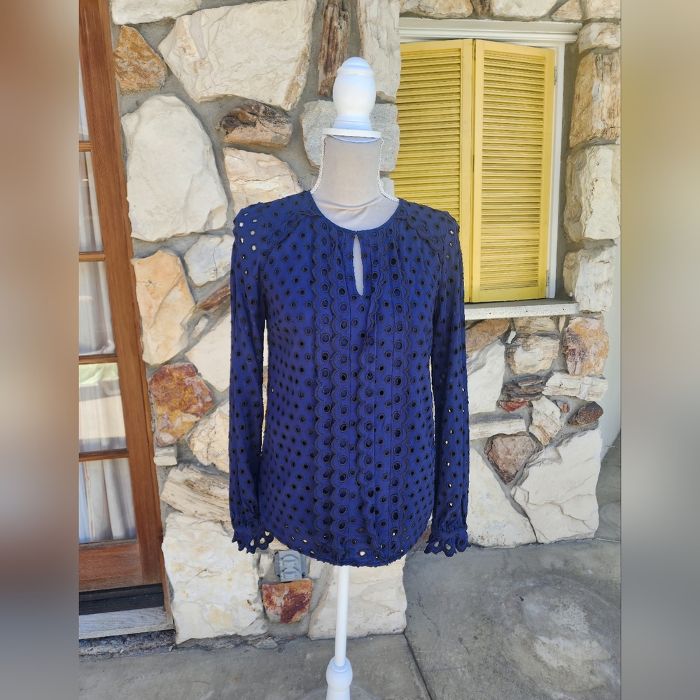 Boden navy blue eyelet blouse size 2